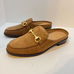 VIONIC Salie Hotsell Suede Horse Bit Slip On Mule Loafer Orthotic Womens 9.5 Tan